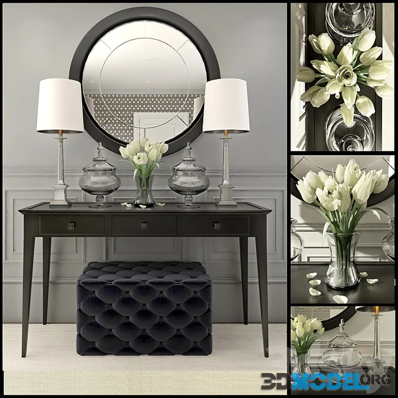 Black decor set with mirror