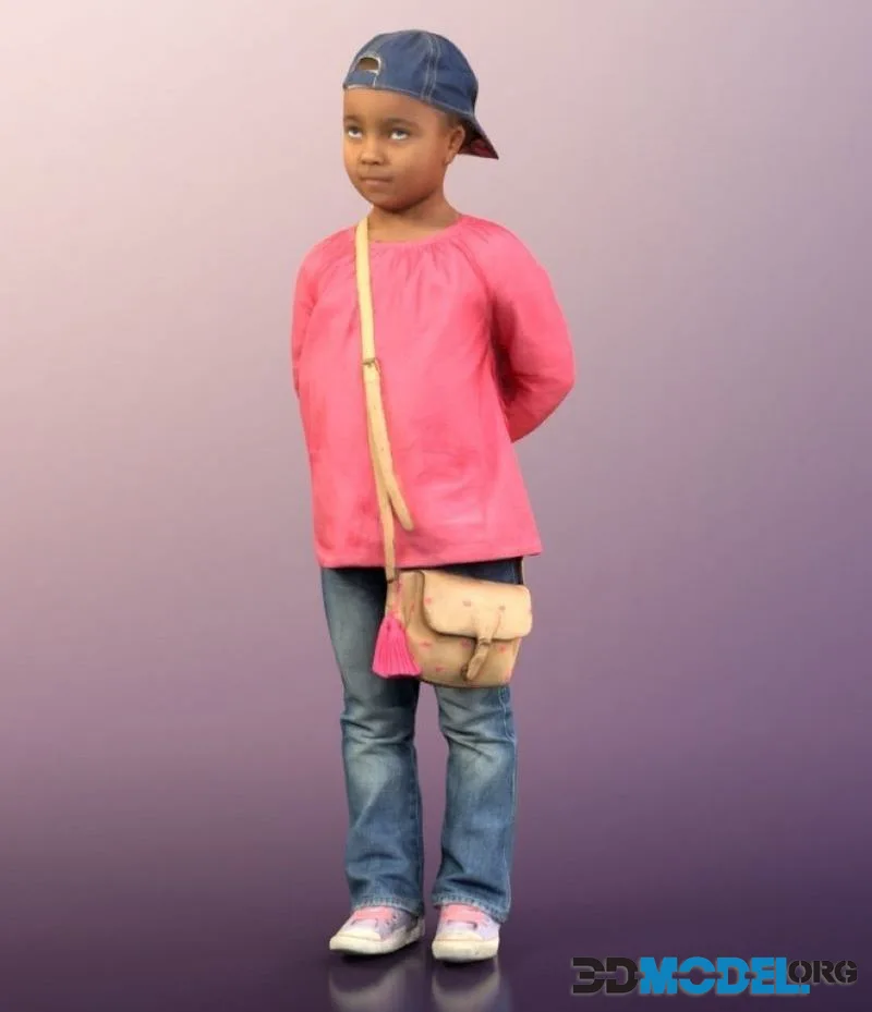 Black Girl Kid With Bag Standing (PBR)