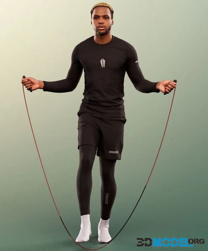 Black Man Making Sport low-poly (PBR)