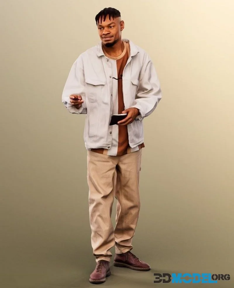 Black Man Paying With Purse low-poly (PBR)