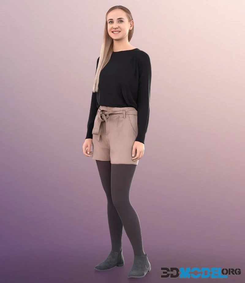 Blonde Casual Girl Standing low-poly (PBR)
