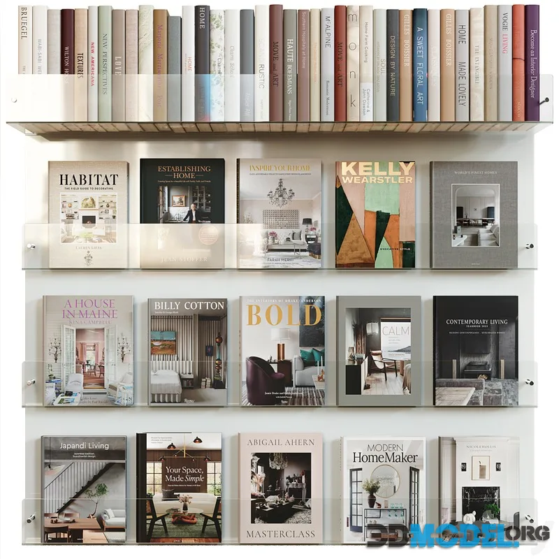 Books set with different covers related to design, interiors and decoration