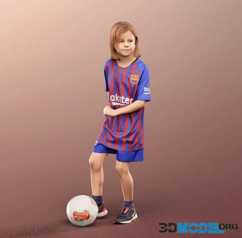 Boy Playing Soccer low-poly (PBR)