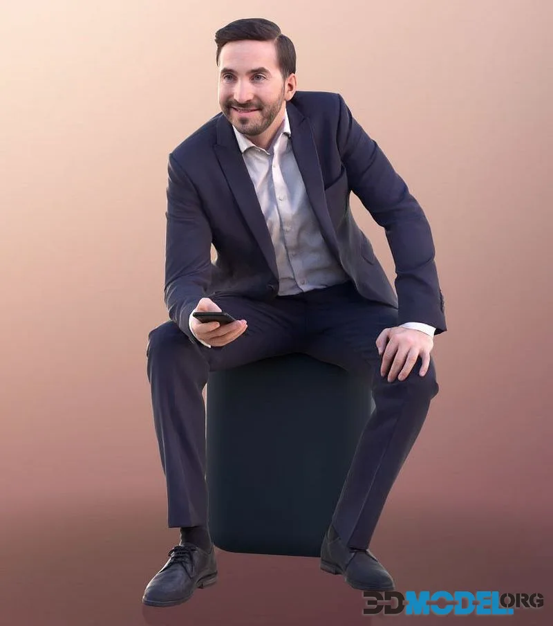 Business Man Talking With Smartphone In Hand low-poly (PBR)