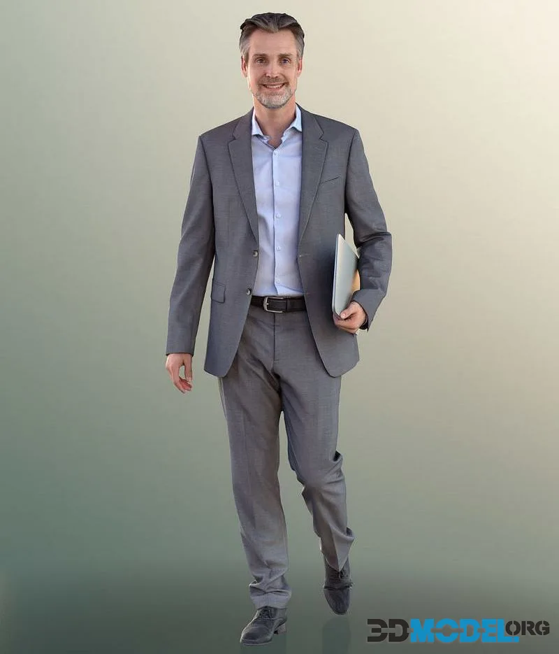 Business Man Walking with Laptop low-poly (PBR)