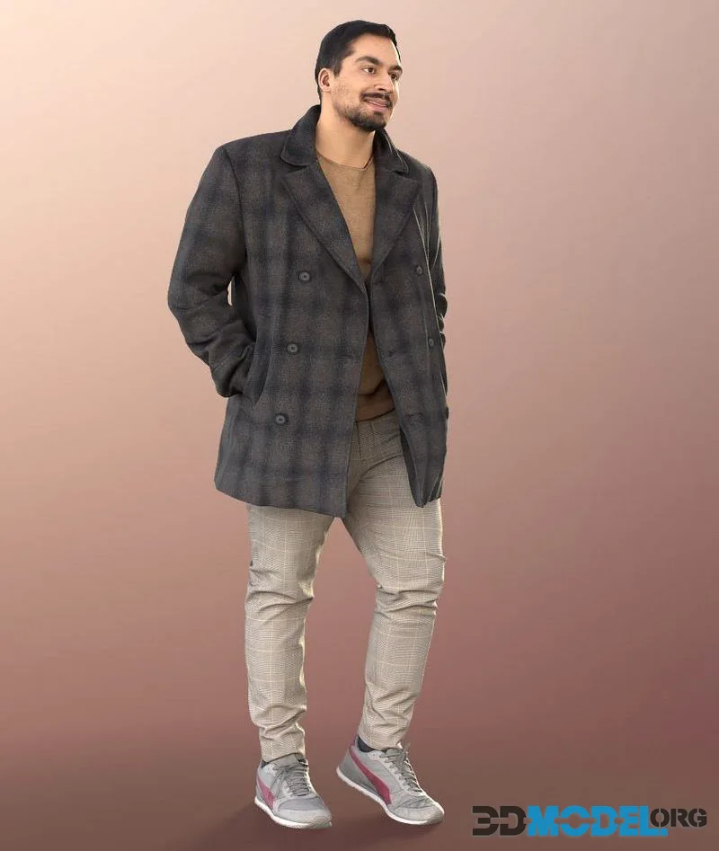 Casual Mediterranian Street Man Walking Outdoors low-poly (PBR)