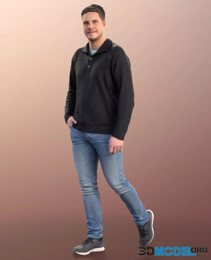 Casually Standing Young Man Hand in Pocket (PBR)