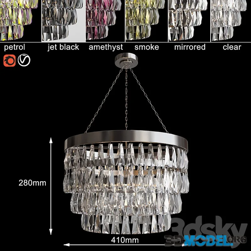 Chandelier Shallow Chandelier with Crystal 510mm