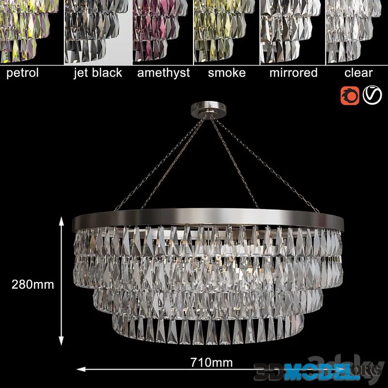 Chandelier Shallow Chandelier with Crystal 710mm