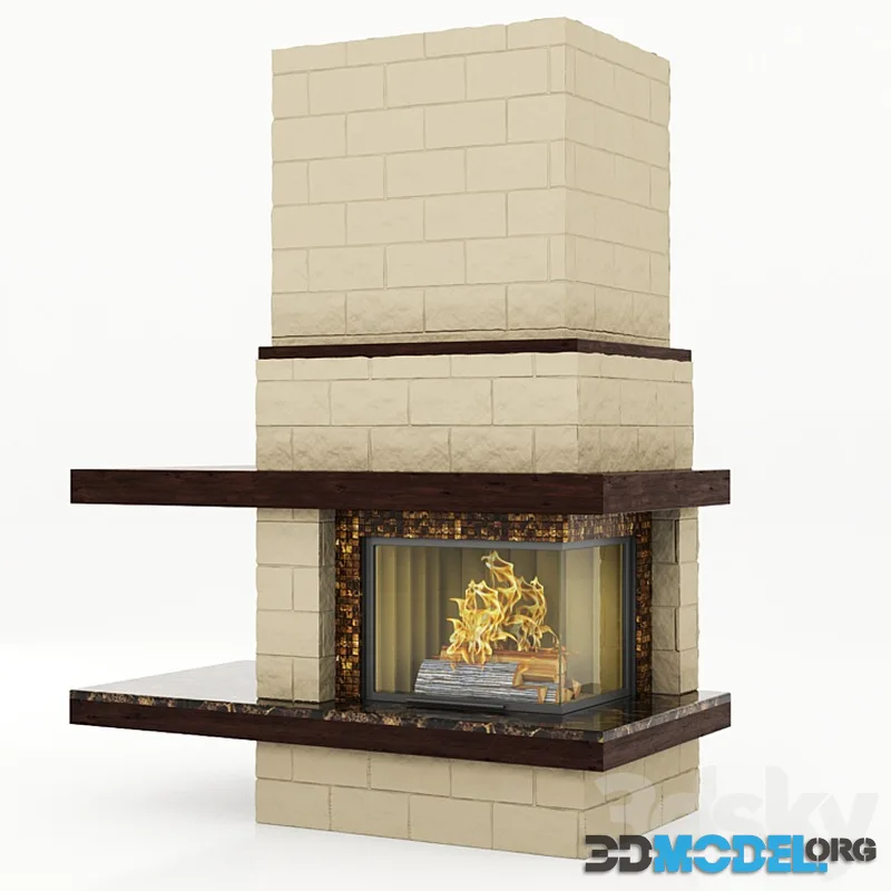 Contemporary corner fireplace