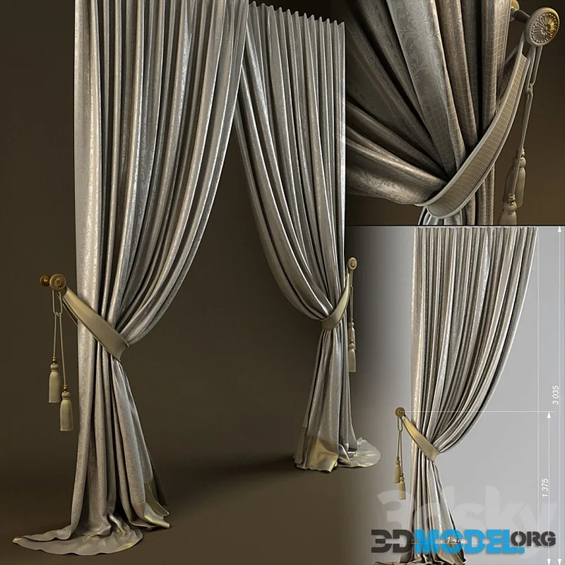 Curtain with grabs and tassels