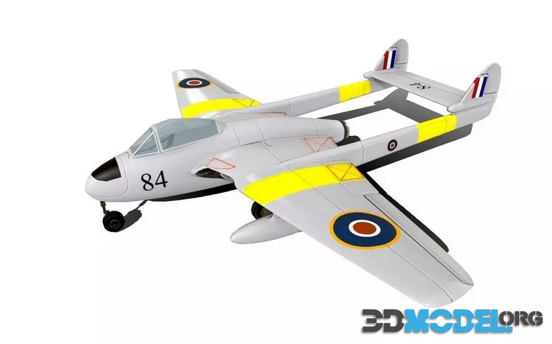 De Havilland Vampire British Fighter Jet low-poly (PBR)