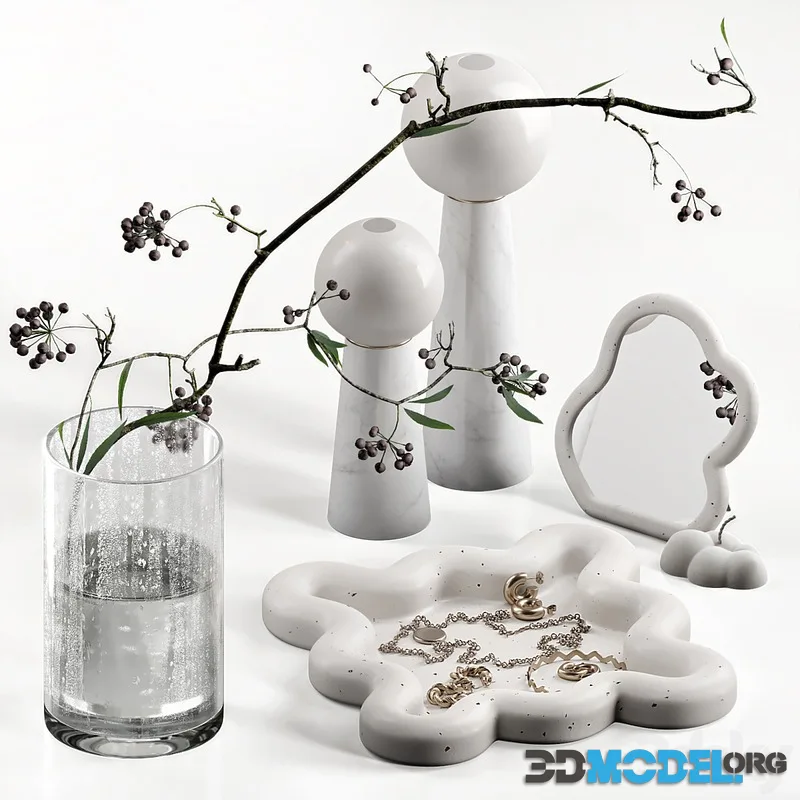 Decorative set wavy with berry branch 61