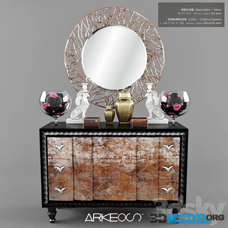 Dresser and mirror Italian factory Arkeos