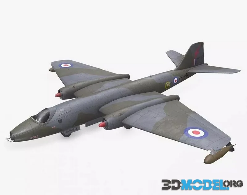 English Electric Canberra Bomber Low-poly (PBR)