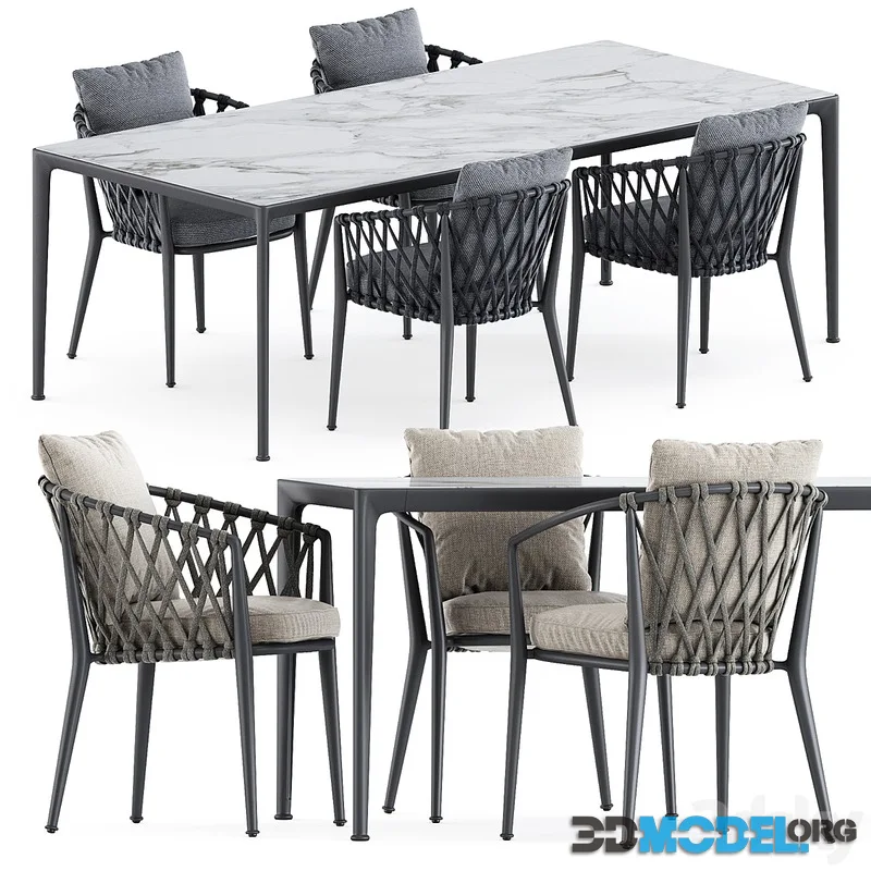 Erica outdoor chair and Mirto Outdoor table by bebitalia set2