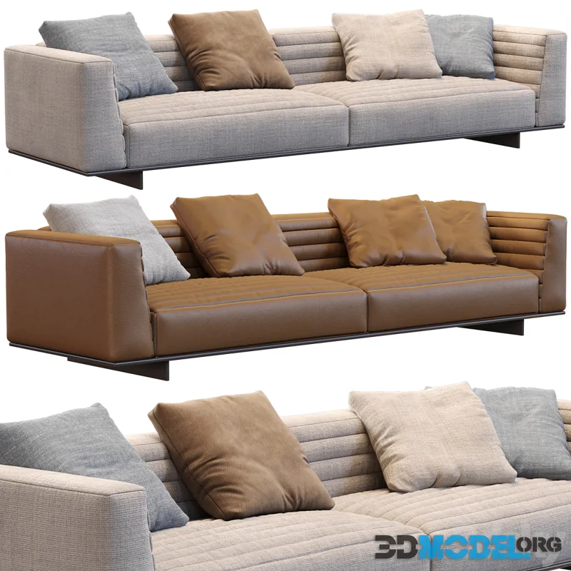 fabric and leather Sofa Roger By Minotti