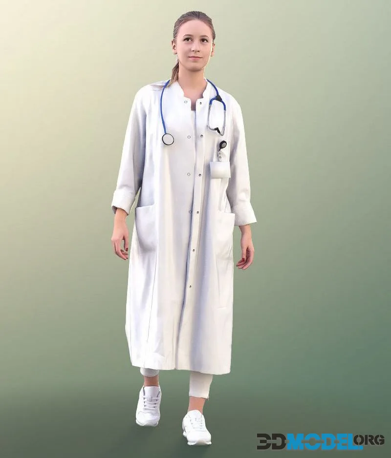 Female Doctor Walking low-poly (PBR)