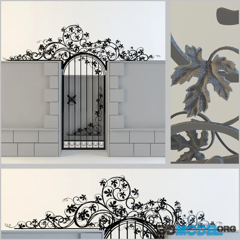 Forged gate with openwork forging