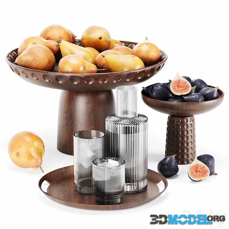 Fruit set pear figs water