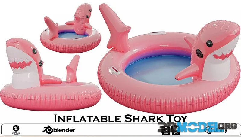 Inflatable Shark Toy low-poly (PBR)