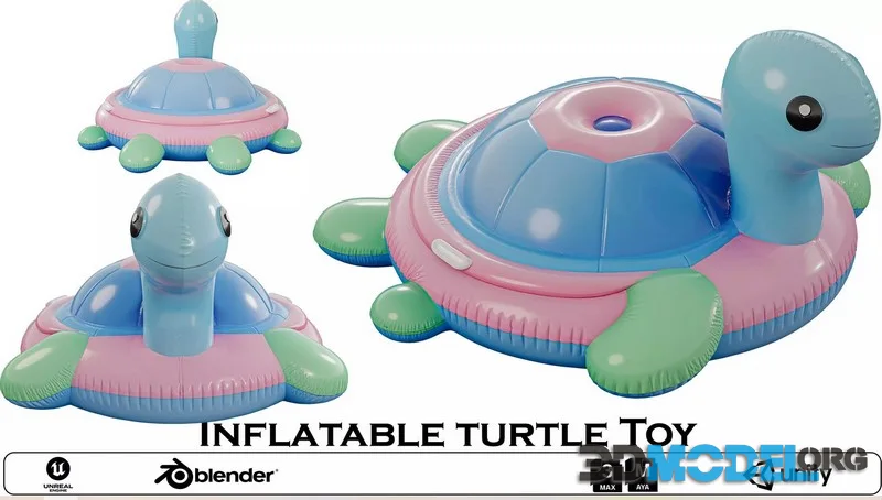Inflatable Turtle Toy low-poly (PBR)