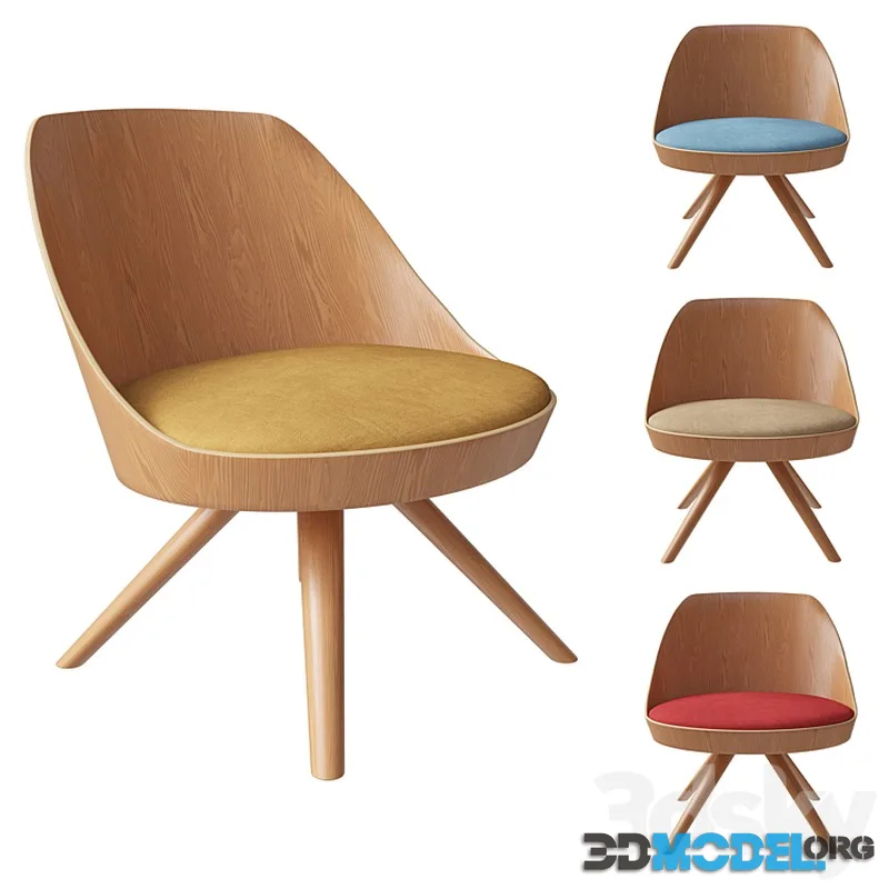 KAIAK LOUNGE SPIN WOOD Small armchair By ENEA