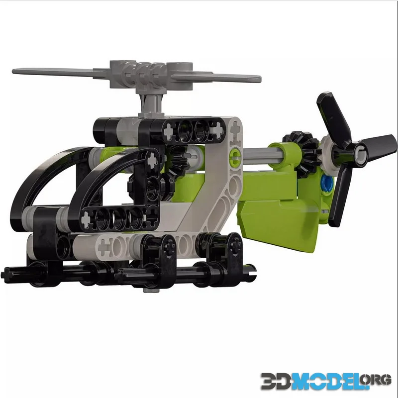 Lego Toy Stylized Brick Helicopter not rigged low-poly (PBR)
