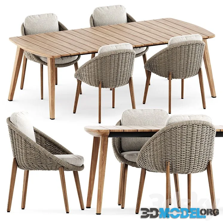 Lido Cord chair and Fynn Dining Outdoor table by Minotti
