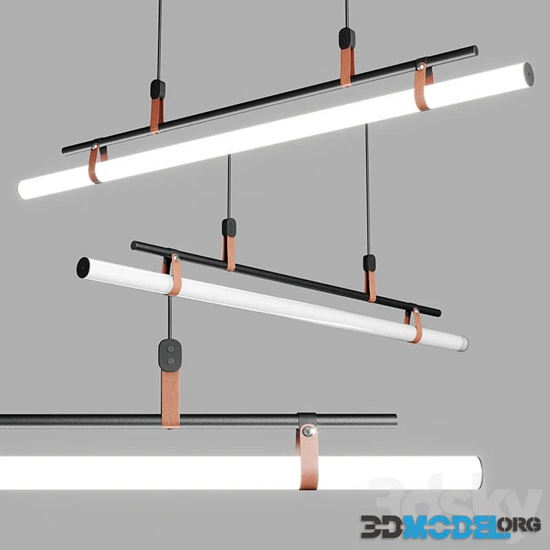 Lucien Tube Chandelier – Leather pendant light – decorlyn