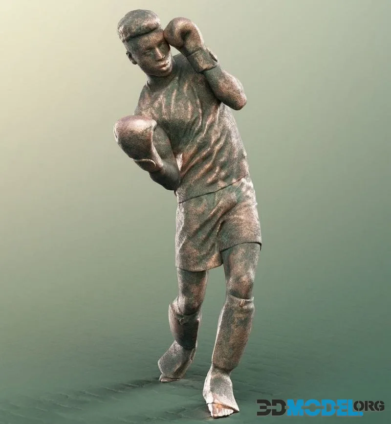 Male Boxer Statue low-poly (PBR)