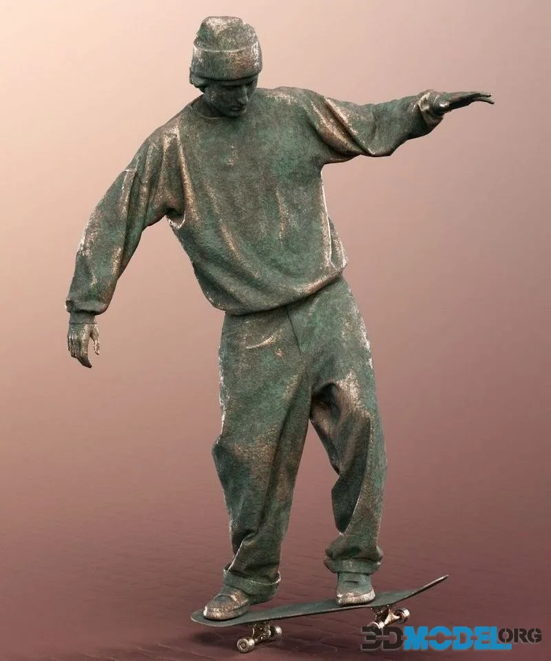 Male Skater Statue low-poly (PBR)