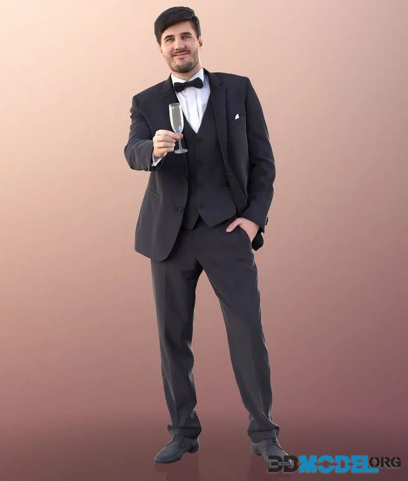 Man In Suit And Bow Tie With Champaign Glass (PBR)