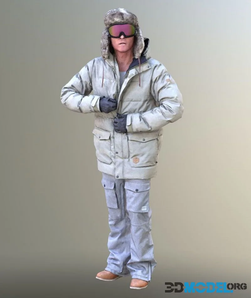 Man In Winter Clothing Closing His Jacket