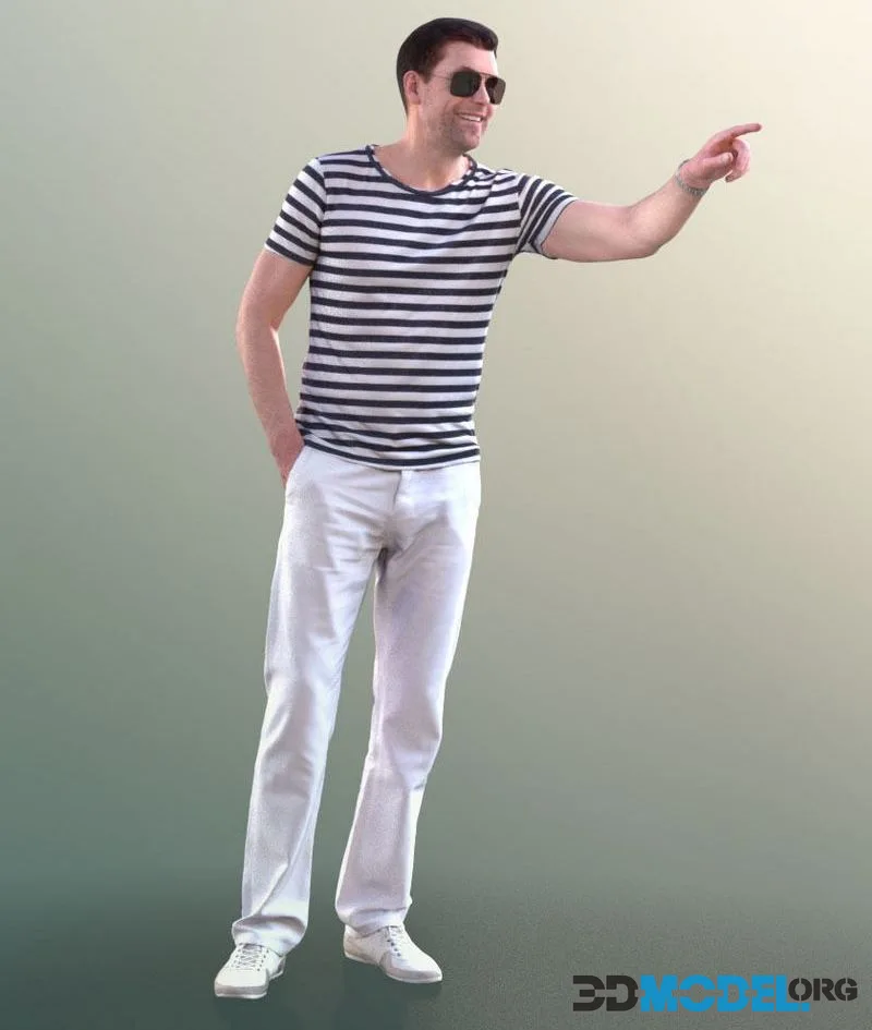 Man Standing And Pointing low-poly