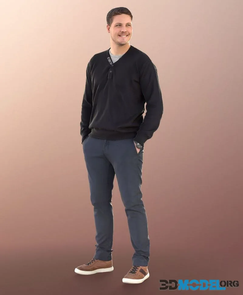 Man Standing And Smiling low-poly (PBR)