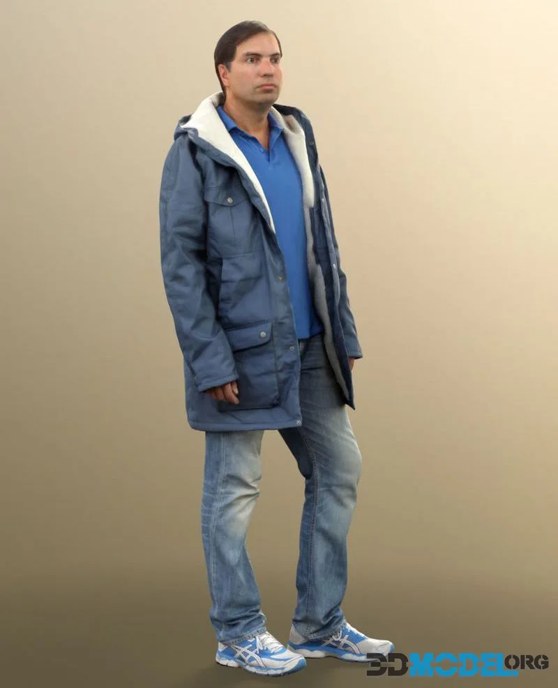 Man with Winterjacket standing cold weather (PBR)