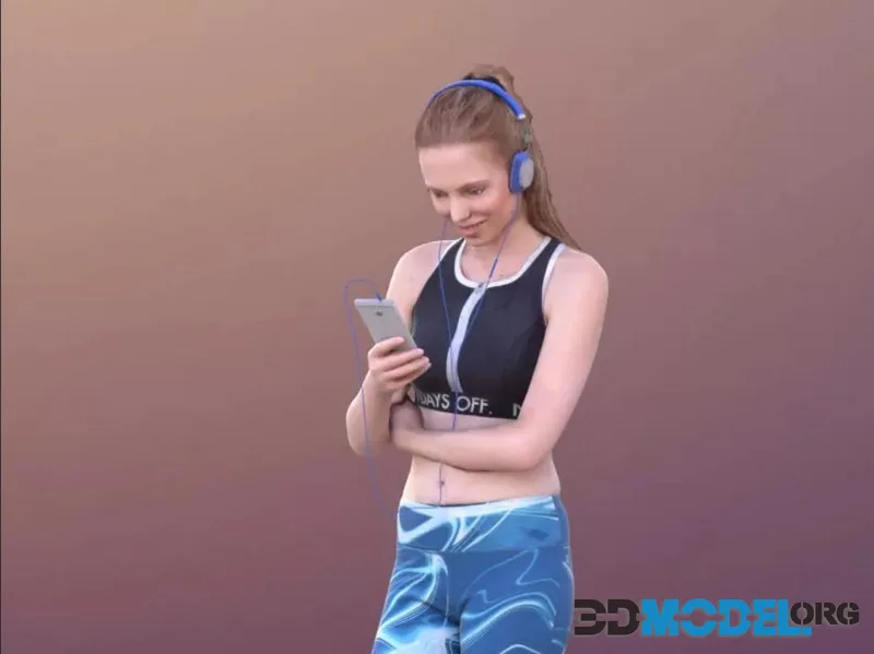 Music Athletic Woman low-poly