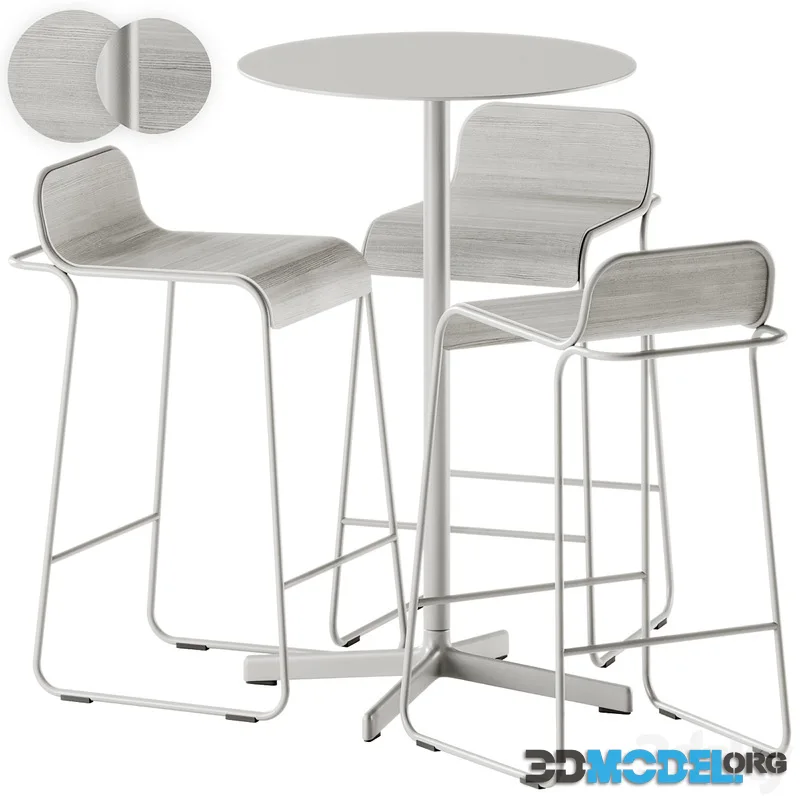 Neu Round Table High by Hay and Flow Aluminium Stool by True Design