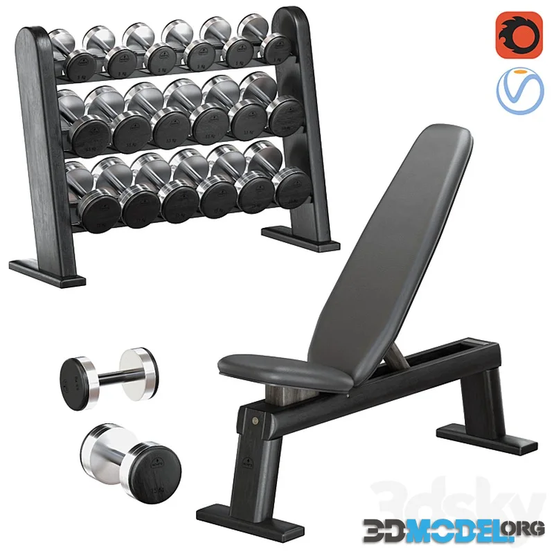 NOHrD Black DumbBells WeightBench Weight Rack