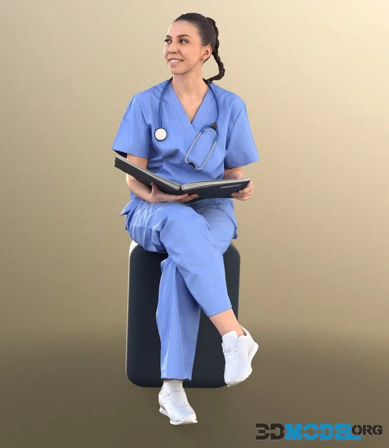 Nurse Hospital with Folder 3dhuman low-poly (PBR)