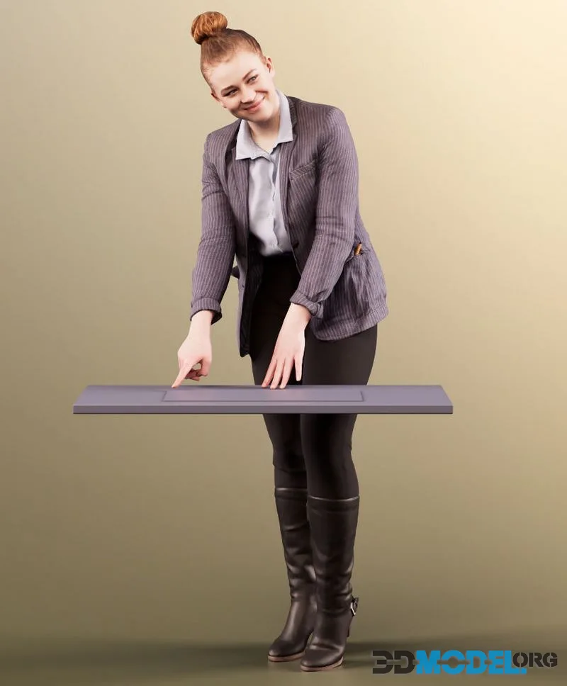 Office Woman standing business working at desk (PBR)