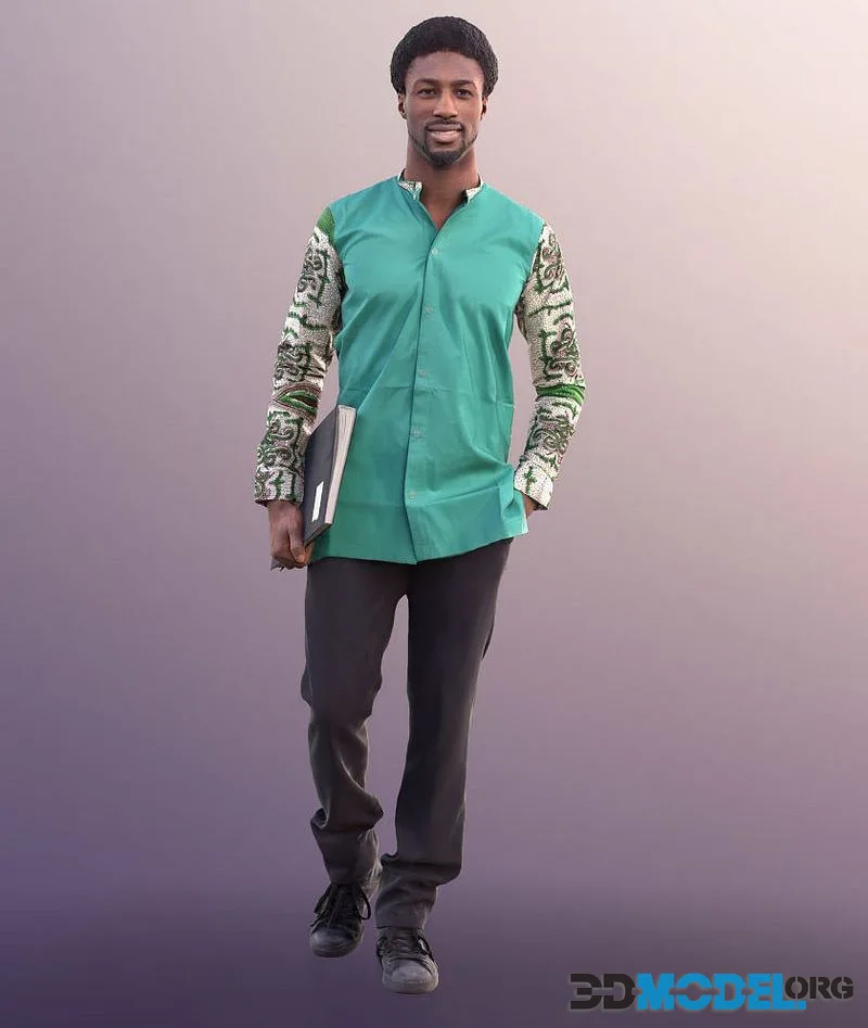 Office Worker Walking with Folder low-poly (PBR)