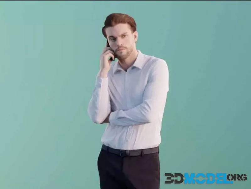 Phone Call Business Men low-poly (PBR)