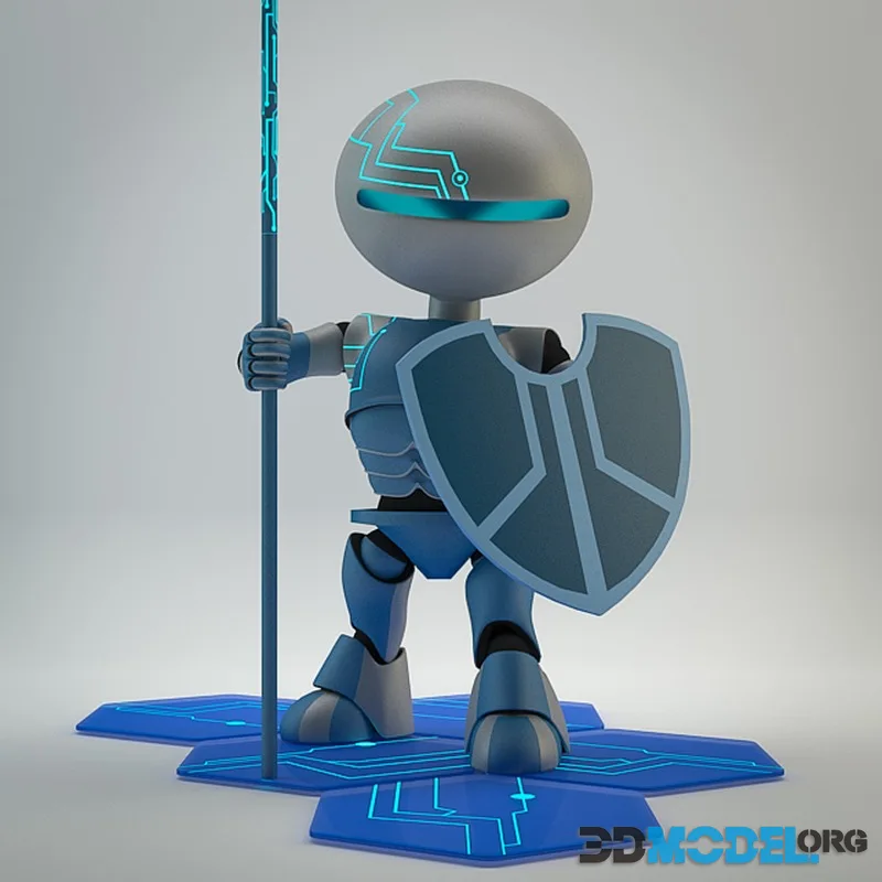 Robot with a shield and sword