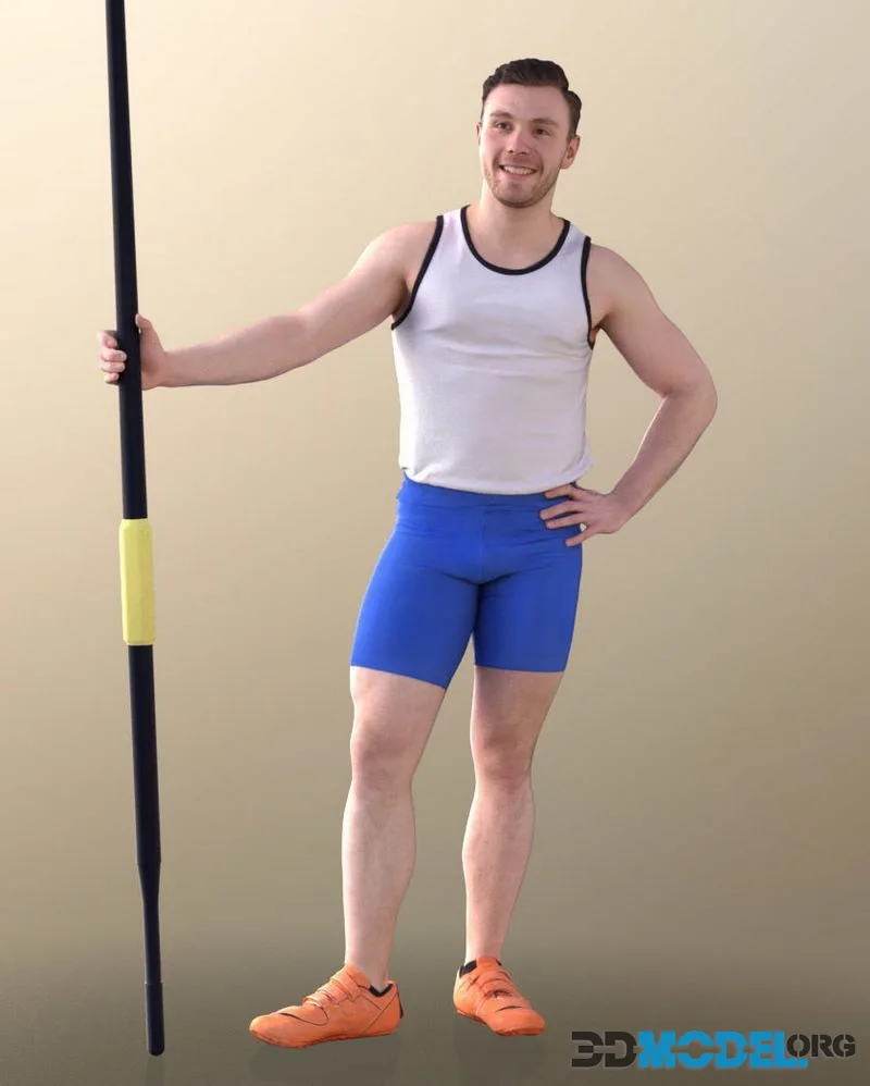 Rower Holding A Paddle low-poly (PBR)