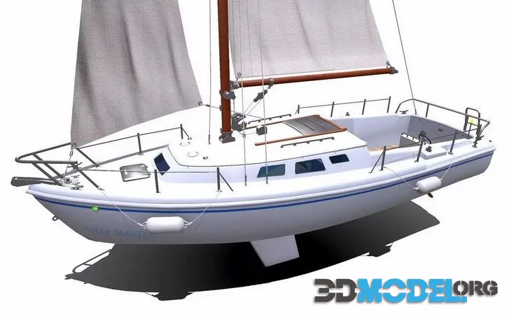 Sailing Yacht with Interior Low-poly (PBR)