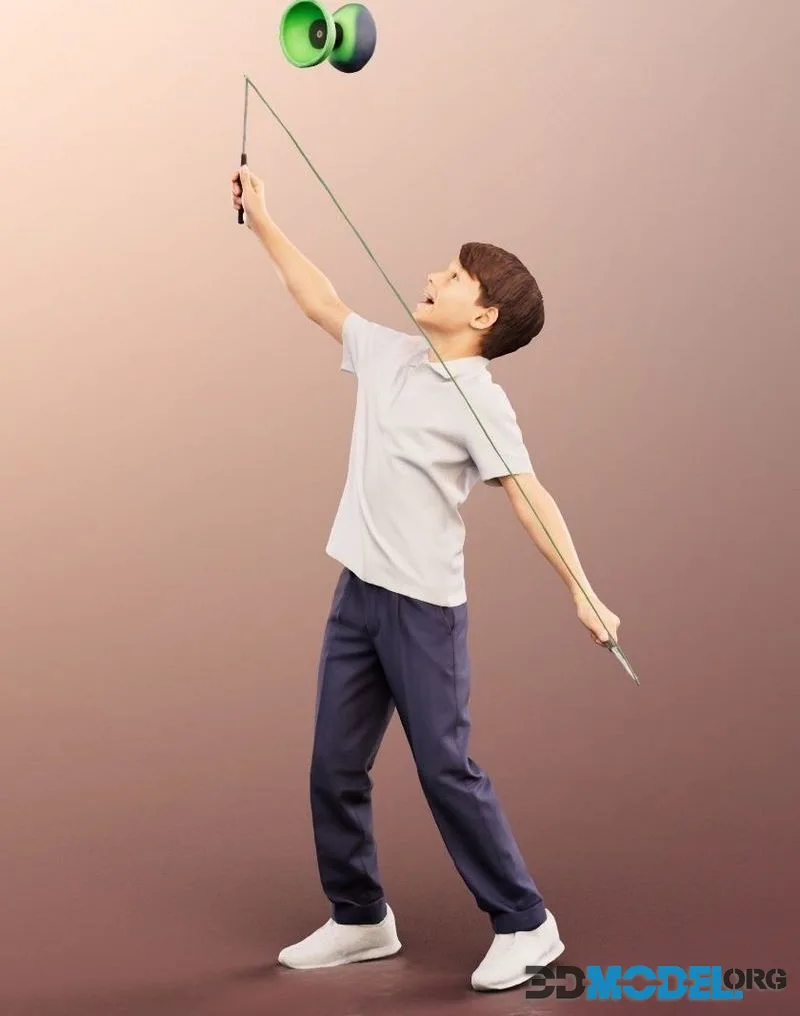 Schoolboy Playing Diabolo low-poly (PBR)