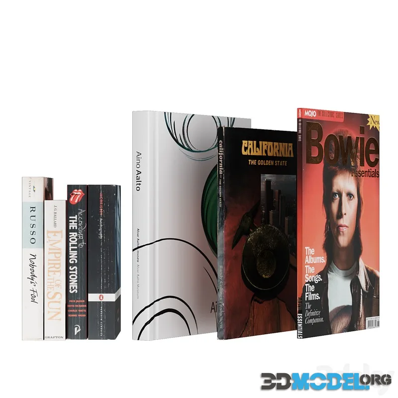 Set of books and magazines