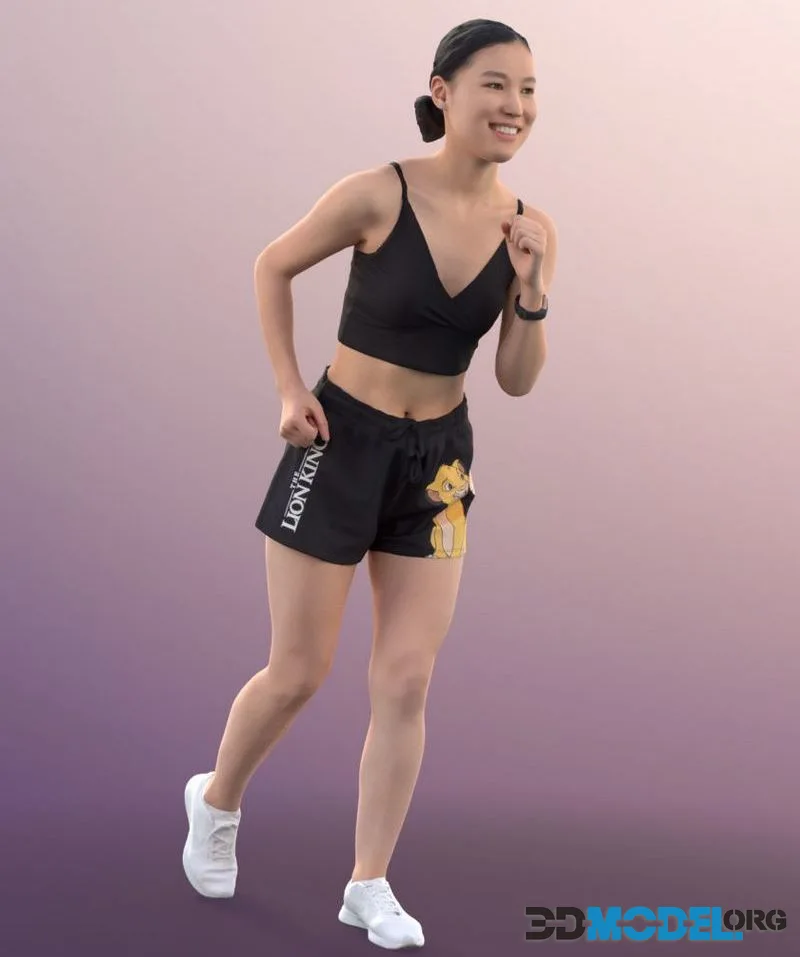 Sporty Asian Girl Jogging Fitness (PBR)